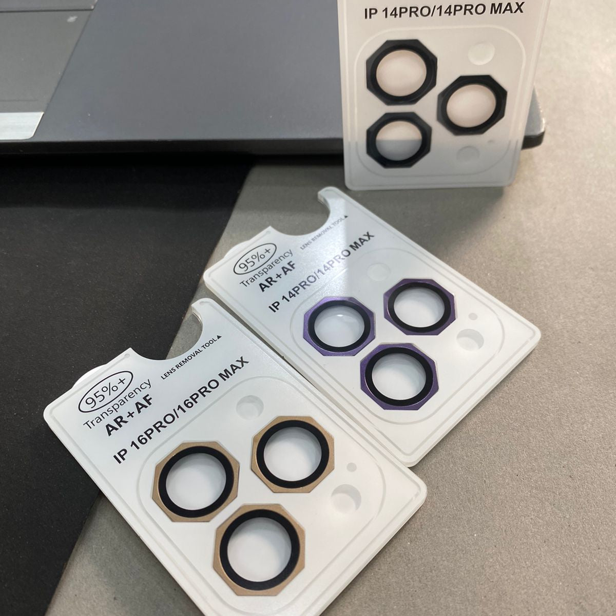 garari camera lens protectors for iPhones, specifically designed for the iPhone 14 Pro/14 Pro Max and iPhone 16 Pro/16 Pro Max models.