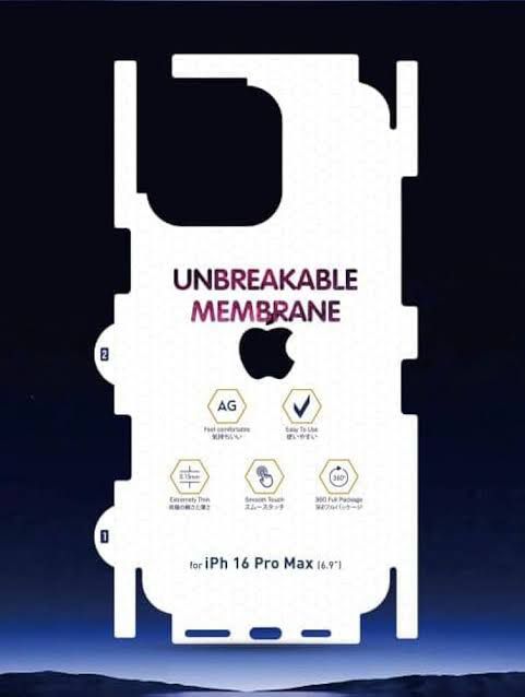 Phone 16 Pro Max Sheet - Transparent Unbreakable Membrane Shiny Film Back Protector SheePhone 16 Pro Max Sheet - Transparent Unbreakable Membrane Shiny Film Back Protector Shee