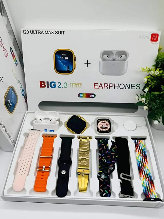 I20 Ultra Smart Watch With Earbuds And 7 Straps